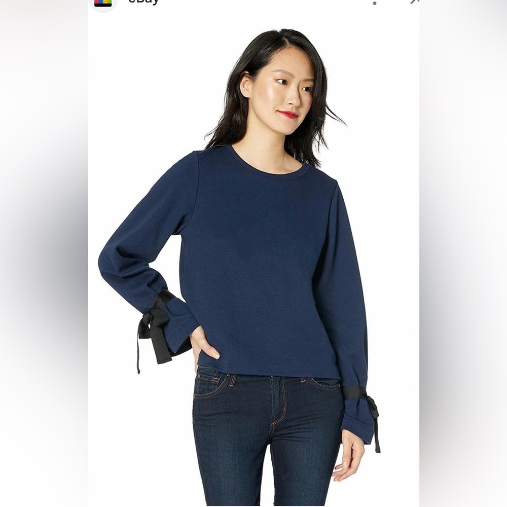J. Crew Dark Blue Sweatshirt with Ribbon Details